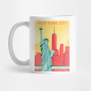 Vintage Nyc New York City Manhattan and Statue of liberty Usa city Mug